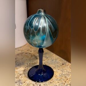 Stunning Vintage Delicate Pedestal Art Glass Oil Lamp No String